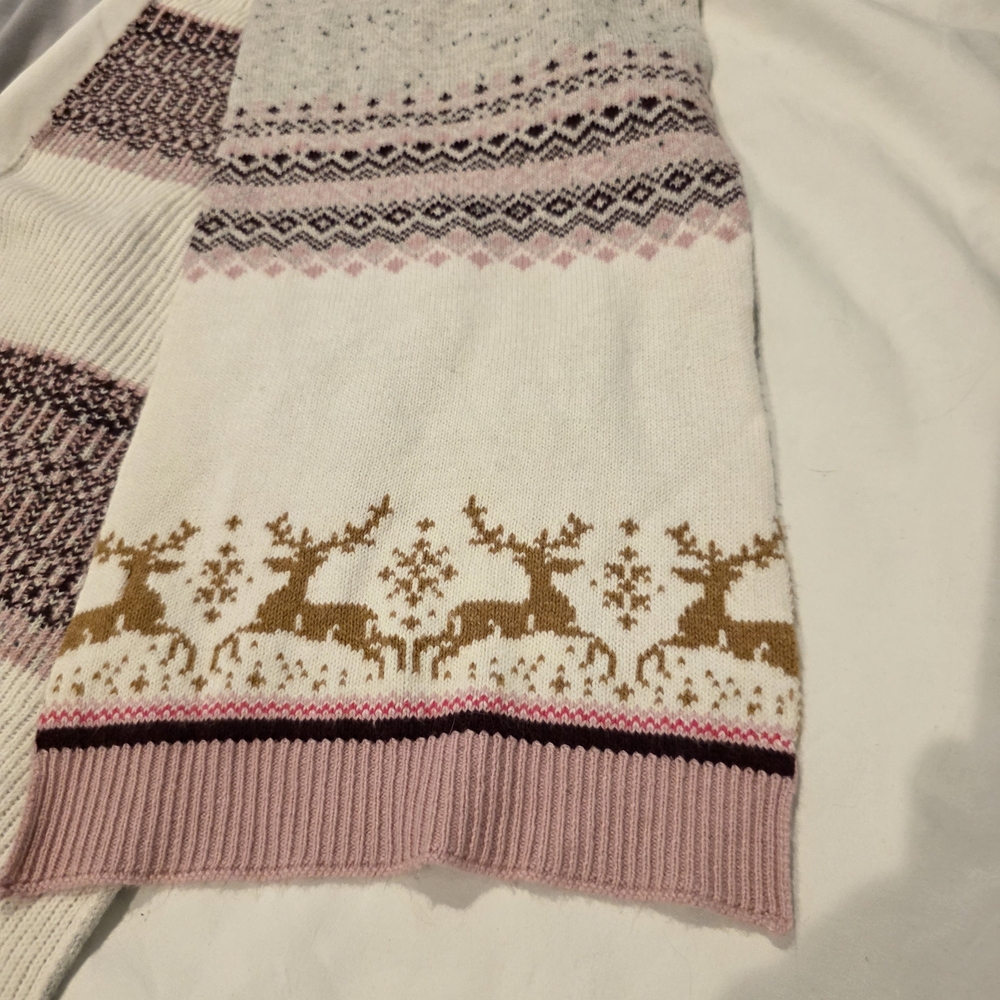 Talbots Pink and Cream Reindeer Scarf - Picture 8 of 8